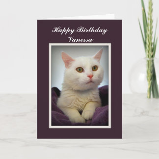 Tarjeta Vanessa Happy Birday White Cat Card