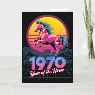 Tarjeta Vaporwave 2026 Año del Caballo 1978 Cumpleaños 48 