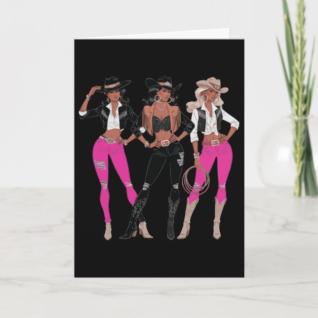 Tarjeta Vaqueira Rodeo Occidental Melanina Juneteenth Hist (Anverso)