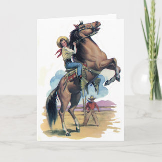 Tarjeta Vaquera en caballo