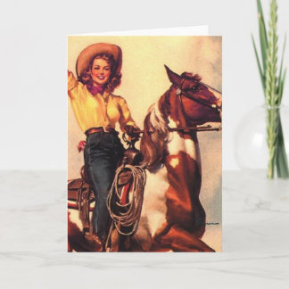 Tarjeta Vaquera en su caballo
