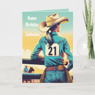 Tarjeta Vaquera Occidental Cumpleaños 21 Rodeo Personaliza