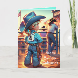 Tarjeta Vaquera Pequeña del Oeste Cumpleaños 4º Rodeo Pers