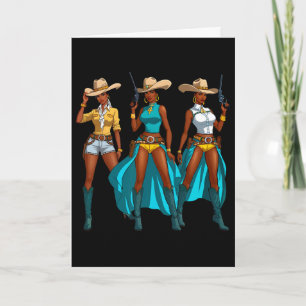 Tarjeta Vaquera Rodeo Occidental Chicas Negras Juneteenth 