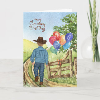 Tarjeta Vaquero del Oeste con el quinto cumpleaños de Ball
