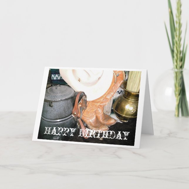 Tarjeta Vaquero, feliz cumpleaños (Anverso)