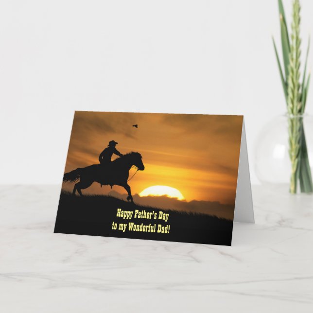 Tarjeta Vaquero Feliz Día del Padre a papá (Anverso)