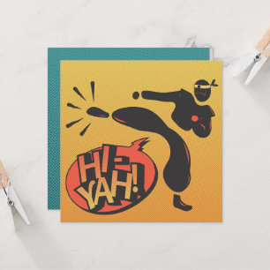 Tarjeta Vaquero vs ninja arte pop - retro