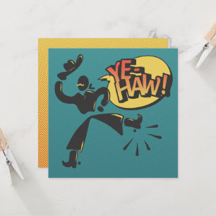 Tarjeta Vaquero vs ninja arte pop - retro