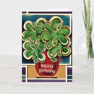 Tarjeta Vara moderna de Shamrock|Clovers feliz cumpleaños