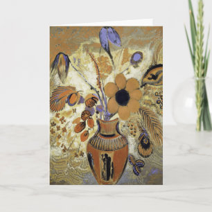 Tarjeta Vasa etrusca con flores por Odilon Redon