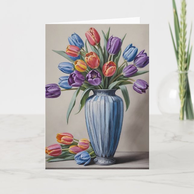 Tarjeta Vase art decó de tulipanes (Anverso)