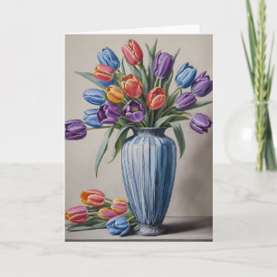 Tarjeta Vase art decó de tulipanes