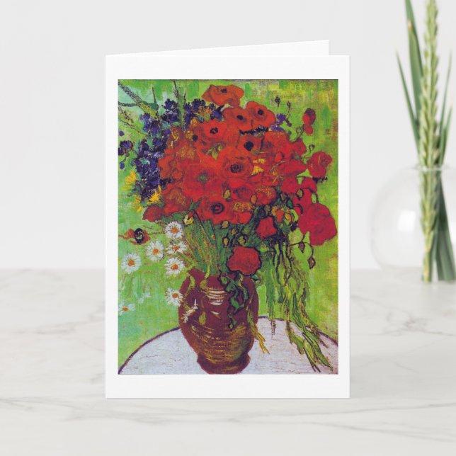 Tarjeta Vase con Cornflowers y Poppies, Van Gogh (Anverso)