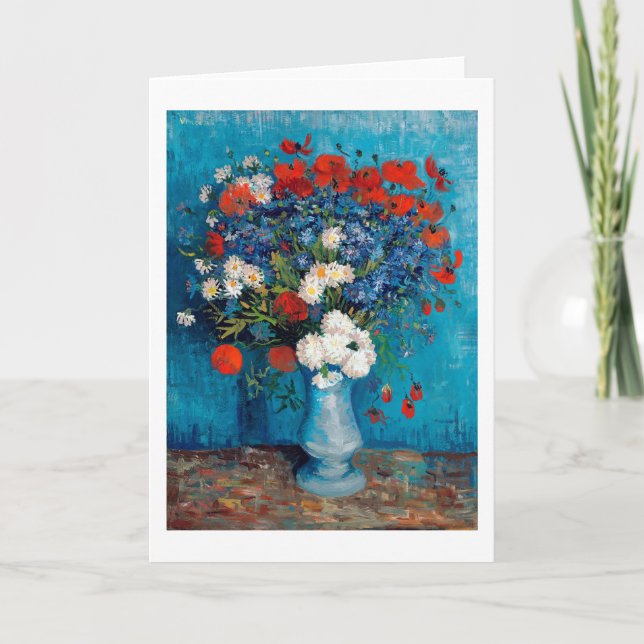 Tarjeta Vase con Cornflowers y Poppies, Van Gogh (Anverso)