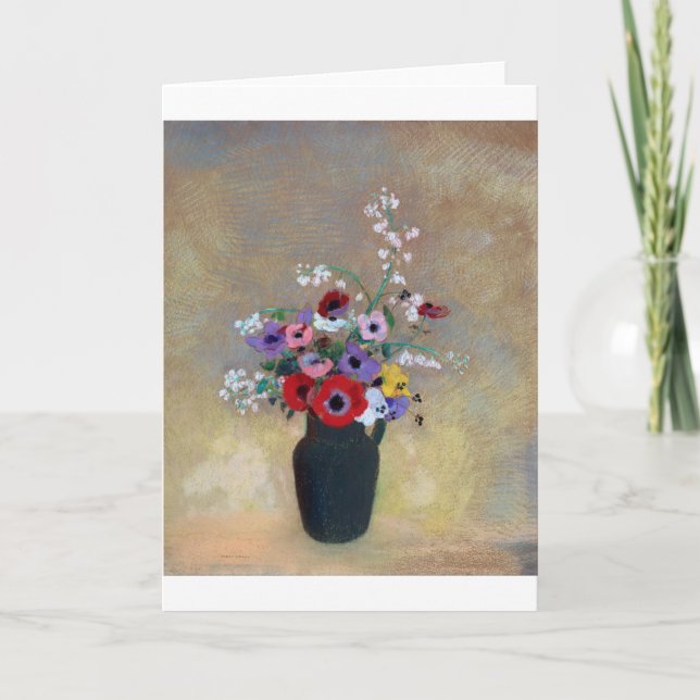 Tarjeta Vase con flores mixtas, Redon (Anverso)