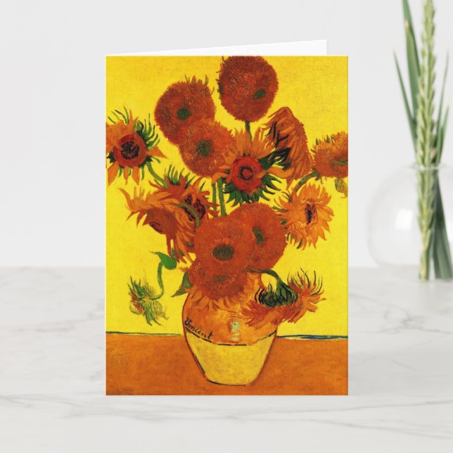 Tarjeta Vase de la vida con 15 girasoles Vincent van Gogh (Anverso)