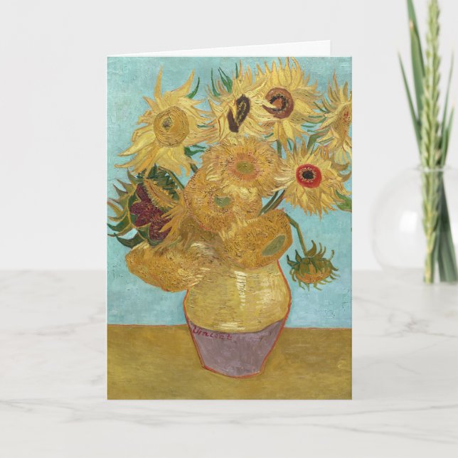 Tarjeta Vase with Twelve Sunflowers by Vincent van Gogh (Anverso)