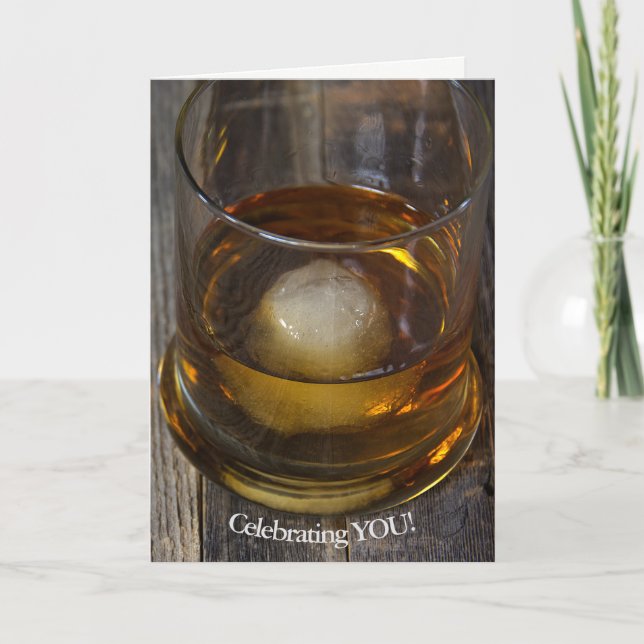 Tarjeta vaso de whisky para el cumpleaños (Anverso)