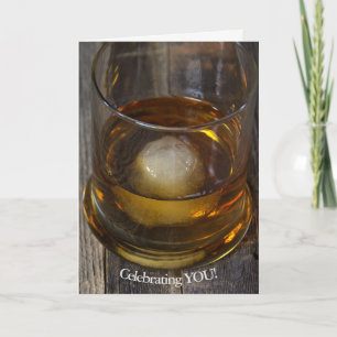 Tarjeta vaso de whisky para el cumpleaños