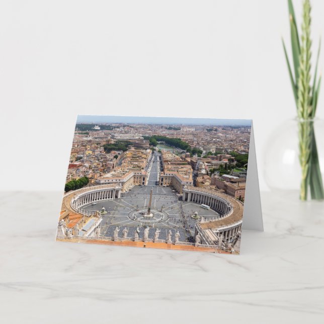 Tarjeta Vaticano, Italia: Vista aérea de la Plaza San Pedr (Anverso)