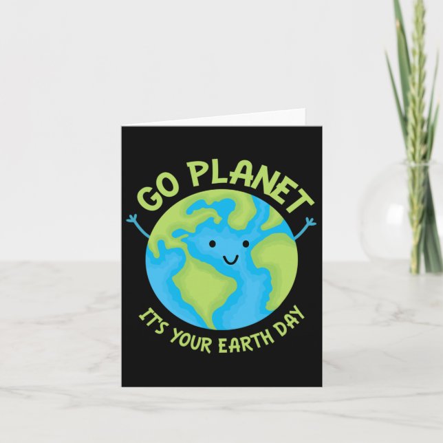 Tarjeta Vayan al planeta, su cumpleaños, el día de la tier (Anverso)