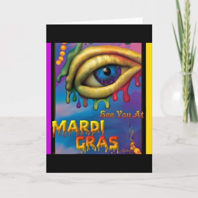Tarjeta Vea Usted En Los Ojos De Mardi Gras (Anverso)