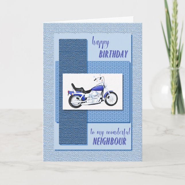 Tarjeta Vecino, cumpleaños de la bici del motor (Anverso)