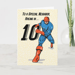 Tarjeta Vecino Especial Superhéroe del 10º Cumpleaños