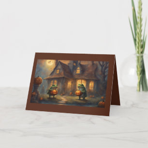 Tarjeta Vecinos de ranas decoran para saludo de Halloween