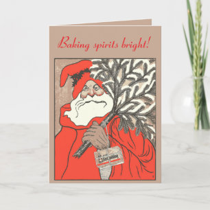 Tarjeta Vector de Santa Germánico y Pudín de Navidad