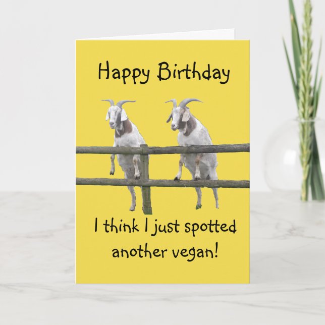 Tarjeta Vegan Goats Cumpleaños (Anverso)