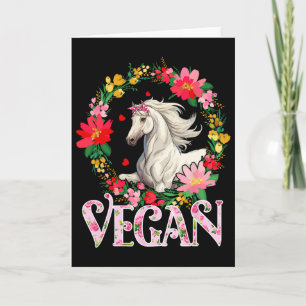 Tarjeta Vegan Lindo Caballo Flores Círculo Agricultura Ama
