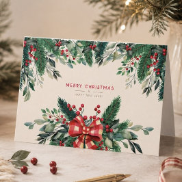 Tarjeta Vegetación acuarela Feliz Navidad