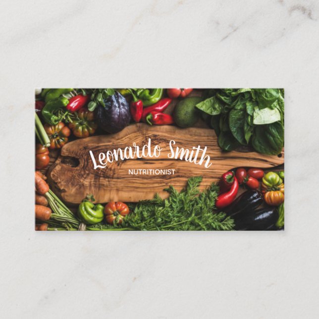 Tarjeta vegetariana cruda del coche de la vida de (Anverso)