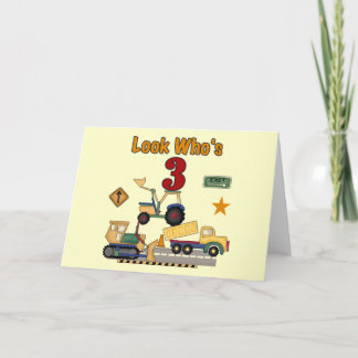 Tarjeta Vehículos de construcción camisetas de tercer cump