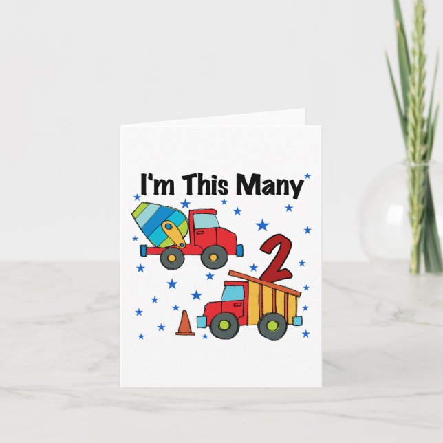 Tarjeta Vehículos de construcción Regalos de cumpleaños 2 (Anverso)