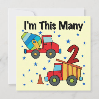 Tarjeta Vehículos de construcción Regalos de cumpleaños 2