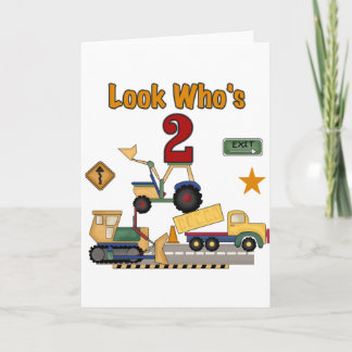 Tarjeta Vehículos de construcción Segundo Cumpleaños