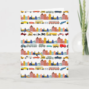 Tarjeta Vehículos de Transporte Urbano Camiones Coches Niñ