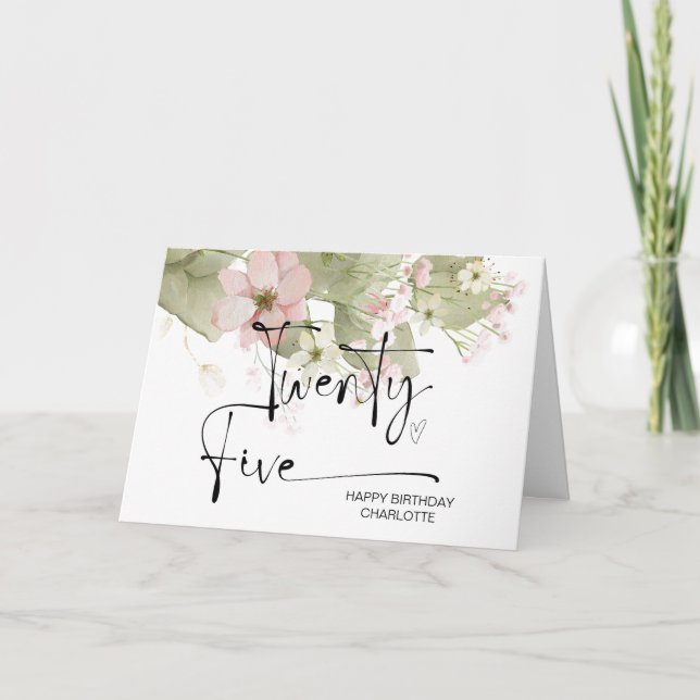 Tarjeta Veinticinco cumpleaños feliz para ella (Anverso)