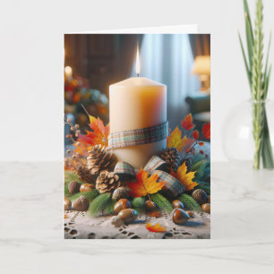Tarjeta Vela de Acción de Gracias de Otoño con Bellotas