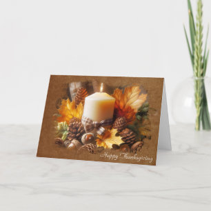 Tarjeta Vela de Acción de Gracias de Otoño con Bellotas