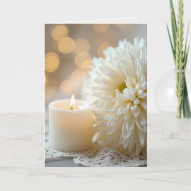 Tarjeta Vela de boda con crisantemo blanco  (Anverso)