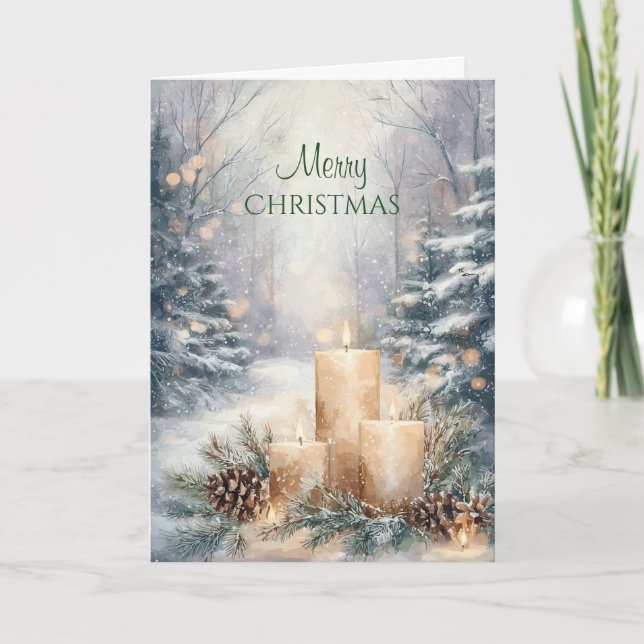 Tarjeta Vela de bosque rústico Navidad  (Anverso)
