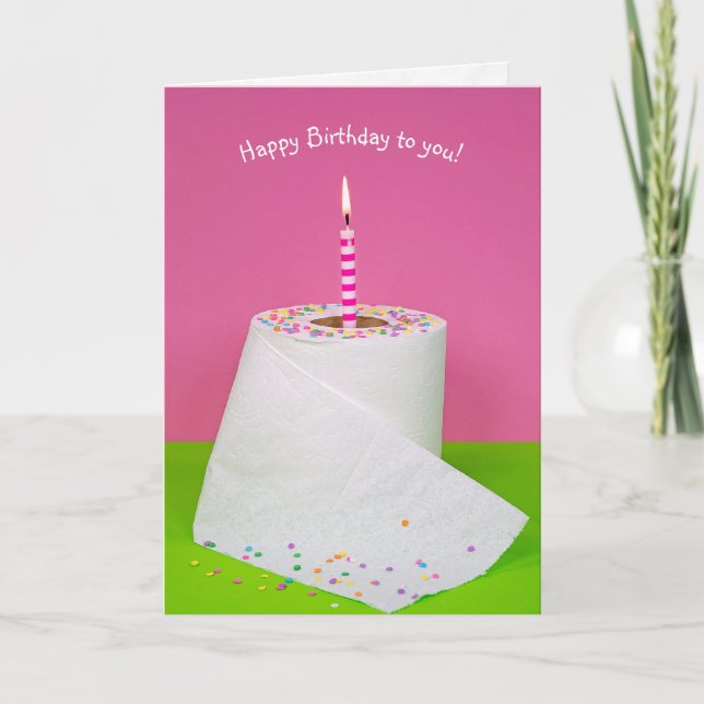 Tarjeta vela de cumpleaños en papel higiénico (Anverso)