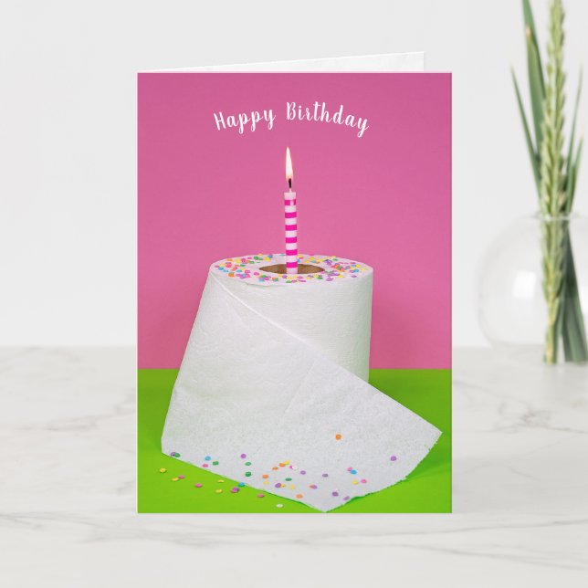 Tarjeta vela de cumpleaños en papel higiénico (Anverso)