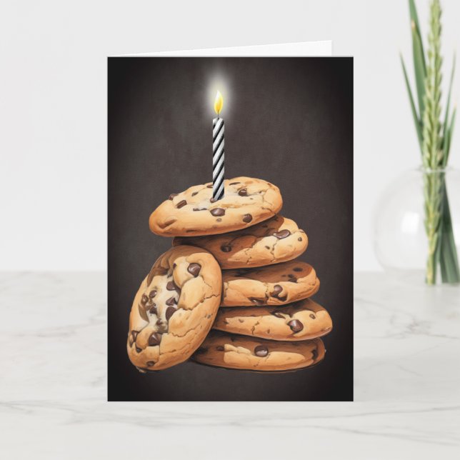Tarjeta Vela de cumpleaños para las galletas de chocolate (Anverso)