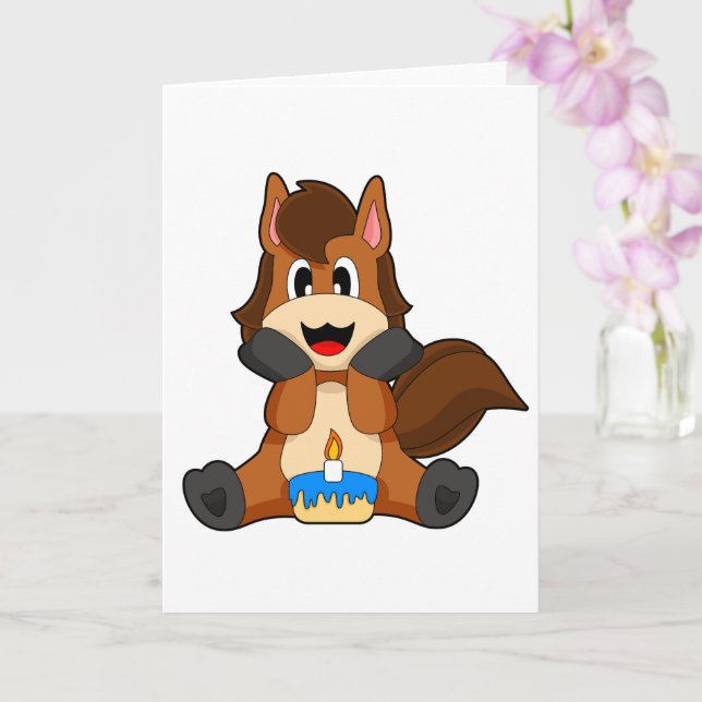 Tarjeta Vela de pastel de cumpleaños para caballos (Orquídea)