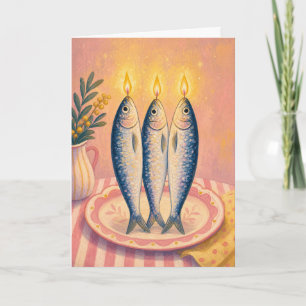 Tarjeta Vela de sardina caprichoso pescado amor costero ma
